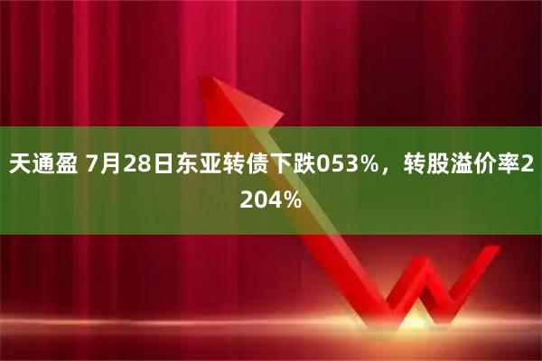 天通盈 7月28日东亚转债下跌053%，转股溢价率2204%